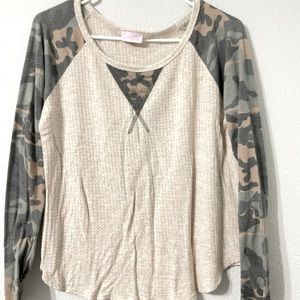 Camo Waffle Knit Sweater